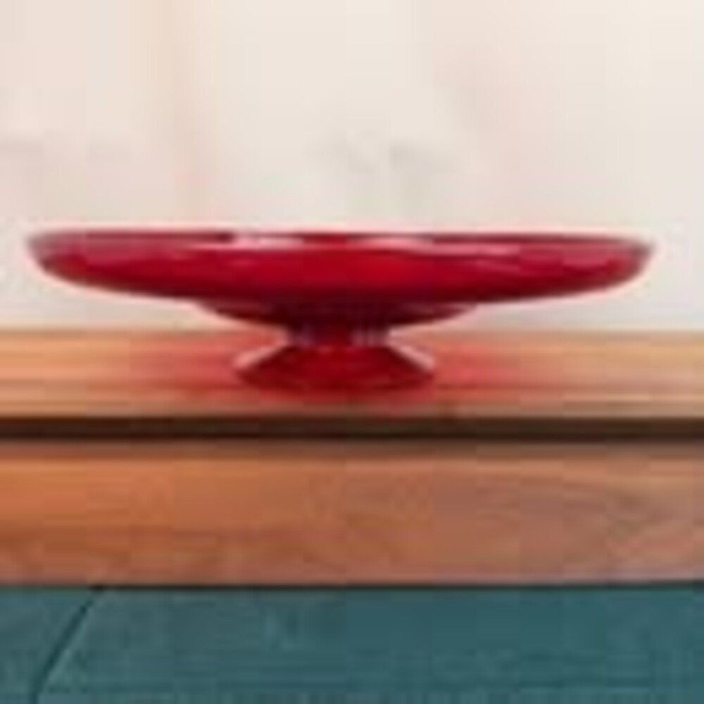 Viking Glass Co. Amberina Vintage Red Glass Pedestal Cake Stand 12"